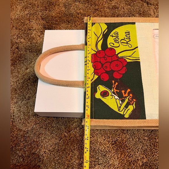 Costa Rica Save The Earth Frog Red Berry Jute Bag - Picture 7 of 8